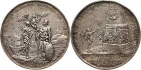 XVIII wiek, Elbląg, Fryderyk Wilhelm II, medal wybity w 1787 roku z okazji urodzin króla pruskiego i 550-lecia miasta Elbląga Autorstwa F. Loosa. Sreb...