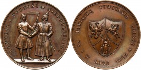 XIX wiek, medal z 1863 roku, Powstanie Styczniowe Sygnowany Landry. Brąz, waga 30,30 g, średnica 37 mm. Bardzo rzadki wariant wybity w brązie (w handl...