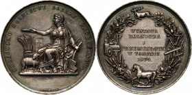 XIX wiek, Toruń, medal z 1874 roku, Wystawa Rolnicza i Przemysłowa w Toruniu Autorstwa Below’a. Srebro, waga 28,53 g, średnica 42 mm. Ciekawy medal z ...