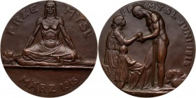 XX wiek, medal z 1915 roku, wybity na pamiątkę oblężenia twierdzy Przemyśl podczas I WŚ Autorstwa P. Leibküchlera. Brąz, waga 290,41 g, średnica 102 m...