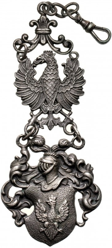 Dewizka patriotyczna, dwuczęściowa Sygnowana S.H. Wymiary 130 mm x 37 mm. Brak j...