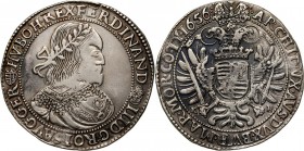 Austria, Ferdinand III, Thaler 1656 KB, Kremnitz &nbsp;Silver 28,13 g.
 Srebro 28,13 g.
Reference: Davenport 3198
Grade: VF/VF+ 

Austria