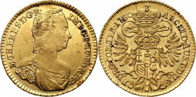 Austria, Maria Theresia, Ducat 1760, Vienna Gold 3,46 g. Scarce coin in very nice condition.
 Złoto 3,46 g. Rzadki i bardzo ładnie zachowany.
Refere...