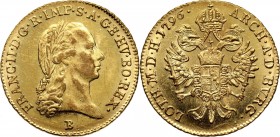 Austria, Franz II, Ducat 1796 B, Kremnitz Gold. Beautiful coin.
 Złoto 3,49 g. Pięknie zachowany.
Reference: Friedberg 211, Huszar 1922
Grade: AU ...