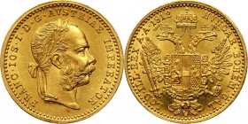 Austria, Franz Joseph I, Ducat 1912, Vienna Gold 3,48 g.
 Złoto 3,48 g.
Reference: Friedberg 493
Grade: UNC/AU 

Austria