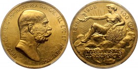 Austria, Franz Joseph I, 100 Korona 1908, Vienna Gold; 60th Anniversary of Reign; mintage 16 000 pcs. Złoto. Moneta wybita z okazji 60-lecia panowania...
