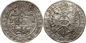 Austria, Salzburg, Johann Jakob Khuen von Belasi-Lichtenberg, Guldentalar (60 Kreuzer) 1568 Silver 24,51 g. Srebro 24,51 g. Połyskowy. Reference: Dave...