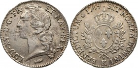 France, Louis XV, Écu de Bearn, 1769 K, Bordeaux Silver 28,94 g. Cleaned.
 Srebro 28,94 g. Ślady czyszczenia.
Reference: Davenport 1332, Gadoury 322...