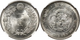Japan, Mutsuhito (Meiji), Yen year 22 (1889) Beautiful coin.
 Pięknie zachowany z intensywnym połyskiem na całej powierzchni. Reference: KM #YA25.3
...