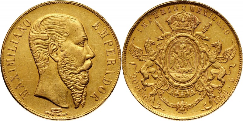 Mexico, Maximilian, 20 Pesos 1866 Mo, Mexico City Gold 33,71 g.
Złoto 33,71 g. ...