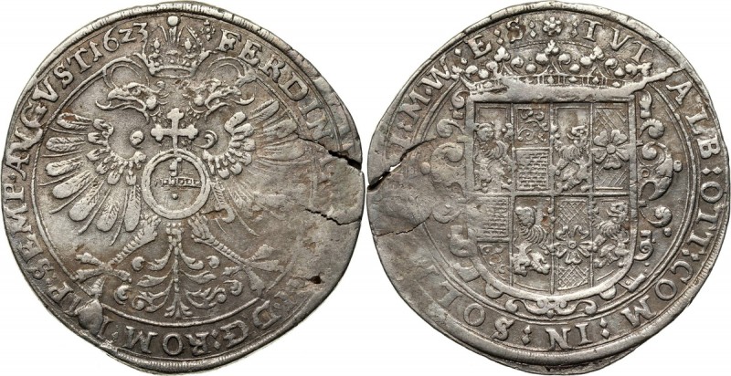 Germany, Solms, Albert Otto, Thaler 1623, Laubach Silver 28,91 g. Flan cracks. S...