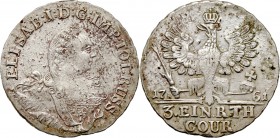 Russia, Elizabeth I, Coins for Prussia, 1/3 Taler 1761, Konigsberg Rzadkie.
Reference: Bitkin 670 (R1)
Grade: XF 

Russia to 1917