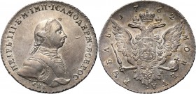 Russia, Peter III, Rouble 1762 СПБ НК, St. Petersburg Beautiful coin. Pięknie zachowany. Reference: Bitkin 11
Grade: XF+/AU 

Russia to 1917