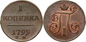Russia, Paul I, Kopeck 1799 EM, Ekaterinburg Reference: Bitkin 123
Grade: XF 

Russia to 1917