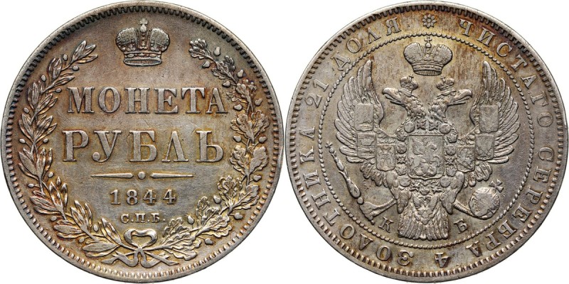 Russia, Nicholas I, Rouble 1844 СПБ КБ, St. Petersburg Reference: Bitkin 205
Gr...