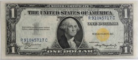 USA, 1 Dollar 1935 A, Silver Certificate Numer R91045717C, żółta pieczęć. Podpisy Julian, Morgenthau, emisja dla Afryki Północnej w czasie II Wojny Św...
