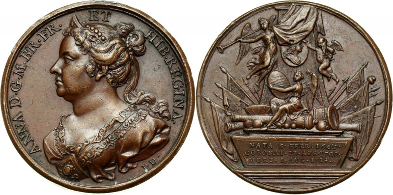 Great Britain, Anne, bronze medal without date (1731) Engraved by Jean Dassier. ...