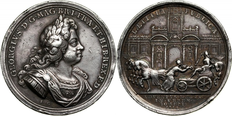 Great Britain, George I, silver medal from 1714, Entry into London Engraved by J...