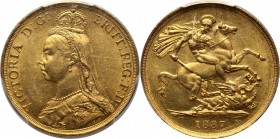 Great Britain, Victoria, 2 Pounds 1887, London Złoto. Bardzo ładne.
Reference: Friedberg 391, Seaby 3865
Grade: PCGS MS62 

Great Britain
