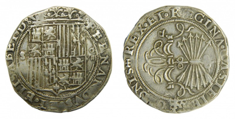 Reyes católicos. (1474-1504). S/F 8 Reales ceca de Sevilla. (AC 577). Variante d...