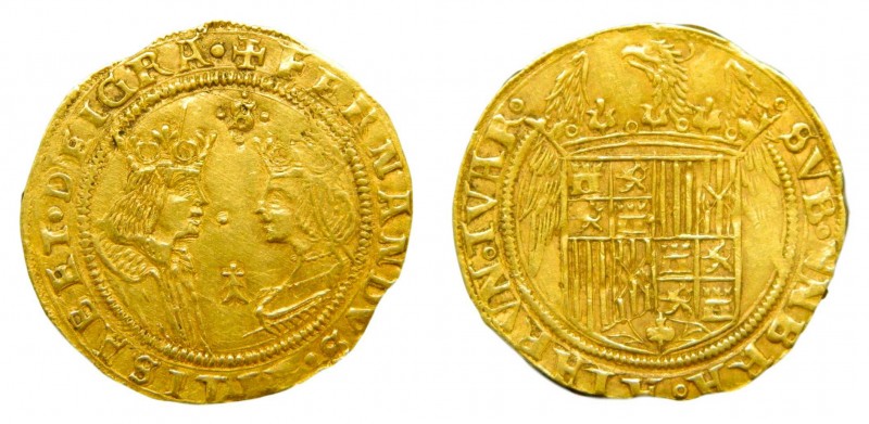Reyes Católicos. (1474-1504). Doble Excelente Sevilla (AC 742) (Cal.82). S encim...