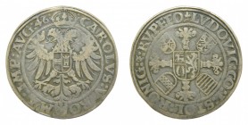 Carlos I (1516-1556) y Carlos V Sacro Imperio Romano Germánico. A Nombre de Luis II de Nordingen. Taler. 1546. A nombre de Luis Conde de Stolberger, K...