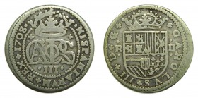 Carlos III Pretendiente ( 1700-1714). 1708. 2 Reales. Barcelona. (AC 29) 4,62 gr. Ag.
bc