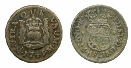 Felipe V (1700-1746). 1745 M. 1/2 reales. México. (AC 270). Columnario. 1,63 gr. Ag.
mbc