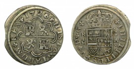 Felipe V (1700-1746). 1726 A. 1 real. Madrid. (AC 437). Final de riel. 2,73 gr. Ag.
mbc-