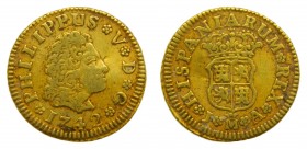 Felipe V (1700-1746). 1742 JA. 1/2 escudo. Madrid. (AC 1634). 1,75 gr. Au.
bc