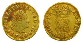 Felipe V (1700-1746). 1746 AJ. 1/2 escudo. Madrid. (AC.1639). 1,68 gr. Au.
bc