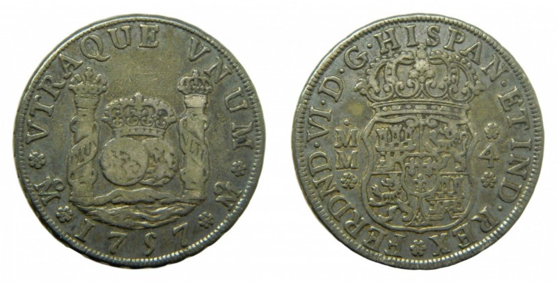 Fernando VI (1746-1759). 1757 MM. 4 reales. México. (AC 391). Columnario. 13,24 ...