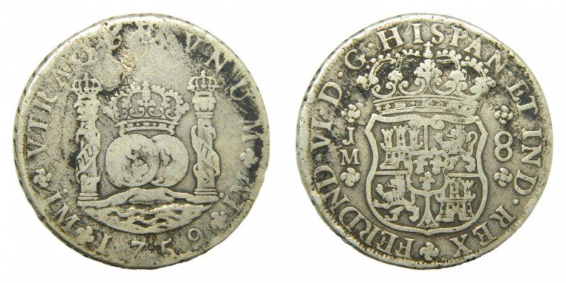 Fernando VI (1746-1759). 1759 JM. 8 reales. Lima. Columnario. (AC 467). 25,5 gr....