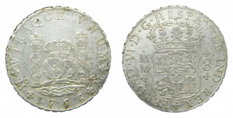 Fernando VI (1746-1759). 1756 MM. 8 reales. México. Columnario. (AC 491). 27 gr....