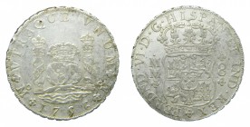 Fernando VI (1746-1759). 1756 MM. 8 reales. México. Columnario. (AC 491). 27 gr. Ag.
mbc