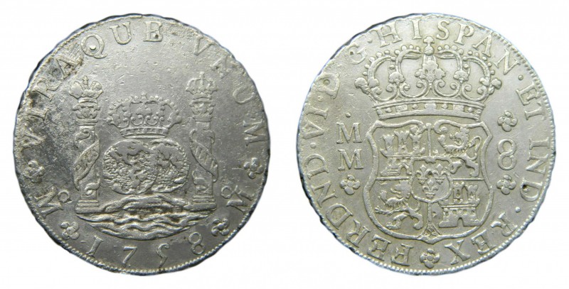 Fernando VI (1746-1759). 1758 MM. 8 reales. México. Columnario. (AC 494). 26,71 ...