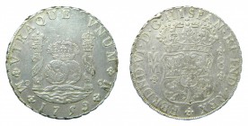 Fernando VI (1746-1759). 1759 MM. 8 reales. México. Columnario. (AC 495). 26,99 gr. Ag.
mbc