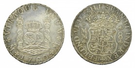 Fernando VI (1746-1759). 1760 MM. 8 reales. México. Columnario. (AC 497). 27,01 gr. Ag. Muy bonita.
ebc