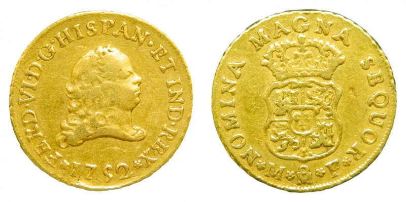 Fernando VI (1746-1759). 1752 M. 2 Escudos. México. (AC 654). 6,72 gr. Au. RARA....