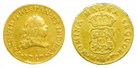 Fernando VI (1746-1759). 1752 M. 2 Escudos. México. (AC 654). 6,72 gr. Au. RARA.
mbc