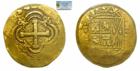 Fernando VI (1746-1759). 1754 S. 8 Escudos. Santa fe de Nuevo Reino. Colombia. Castillos y leones. (AC 809) (Cal. 59) (KM#26). PCGS XF40 certificado n...