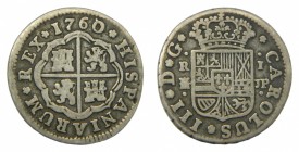Carlos III (1759-1788). 1760 PR. 1 real. Madrid. (AC 379). 2,75 gr. Ag.
bc+