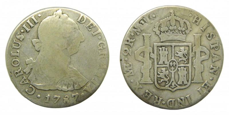Carlos III (1759-1788). 1787 MI. 2 reales. Lima. (AC 602). 5,36 gr. Ag.
bc-
