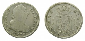 Carlos III (1759-1788). 1777 PJ. 2 reales. Madrid. (AC 626). 5,78 gr. Ag.
mbc-