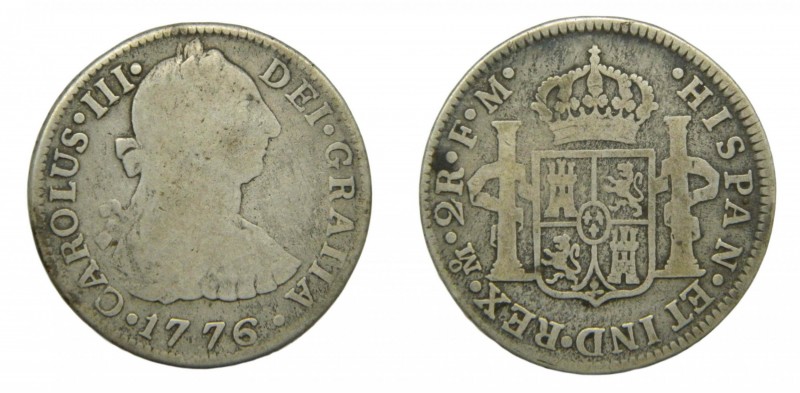 Carlos III (1759-1788). 1776 FM. 2 reales. México. (AC 662). 6,26 gr. Ag.
bc