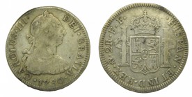 Carlos III (1759-1788). 1780 FF. 2 reales. México. (AC 669). 6,63 gr. Ag.
bc+