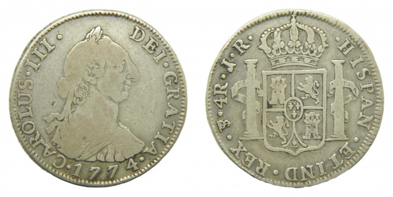 Carlos III (1759-1788). 1774 JR. 4 reales. Potosí. (AC 931). 13,03 gr. Ag.
bc