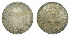 Carlos III (1759-1788). 1763 MF. 8 reales. México. Columnario. (AC 1086). 27 gr. Ag. Ligera marquita en anverso. Bonita pátina.
ebc