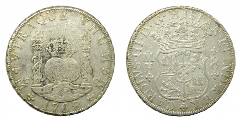 Carlos III (1759-1788). 1768 MF. 8 reales. México. Columnario. (AC 1094). 26,86 ...