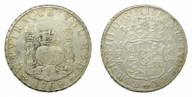 Carlos III (1759-1788). 1768 MF. 8 reales. México. Columnario. (AC 1094). 26,86 gr. Ag.
mbc